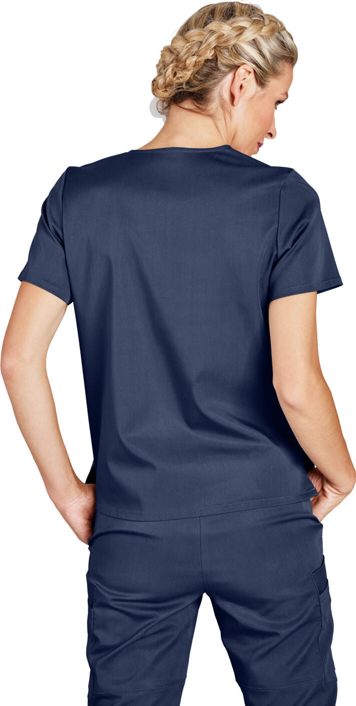 Jobeline Aversa Women's Tunic, Lyocell Tencel and Polyester Blend, V-Neck Short Sleeve Medical Scrub with Breast Pocket, Breathable and Skin-Friendly