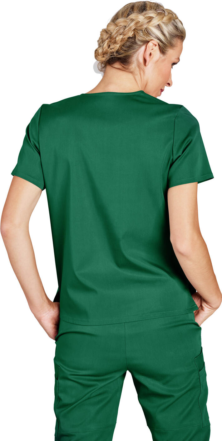 Jobeline Aversa Women's Tunic Medical Scrub Top, V-Neck Short Sleeve, Lyocell Tencel and Polyester, Breathable Skin-Friendly Fabric