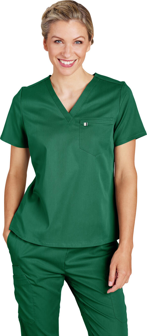 Jobeline Aversa Women's Tunic Medical Scrub Top, V-Neck Short Sleeve, Lyocell Tencel and Polyester, Breathable Skin-Friendly Fabric