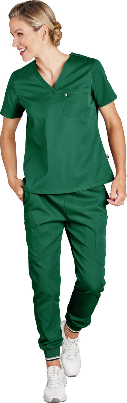 Jobeline Aversa Women's Tunic Medical Scrub Top, V-Neck Short Sleeve, Lyocell Tencel and Polyester, Breathable Skin-Friendly Fabric
