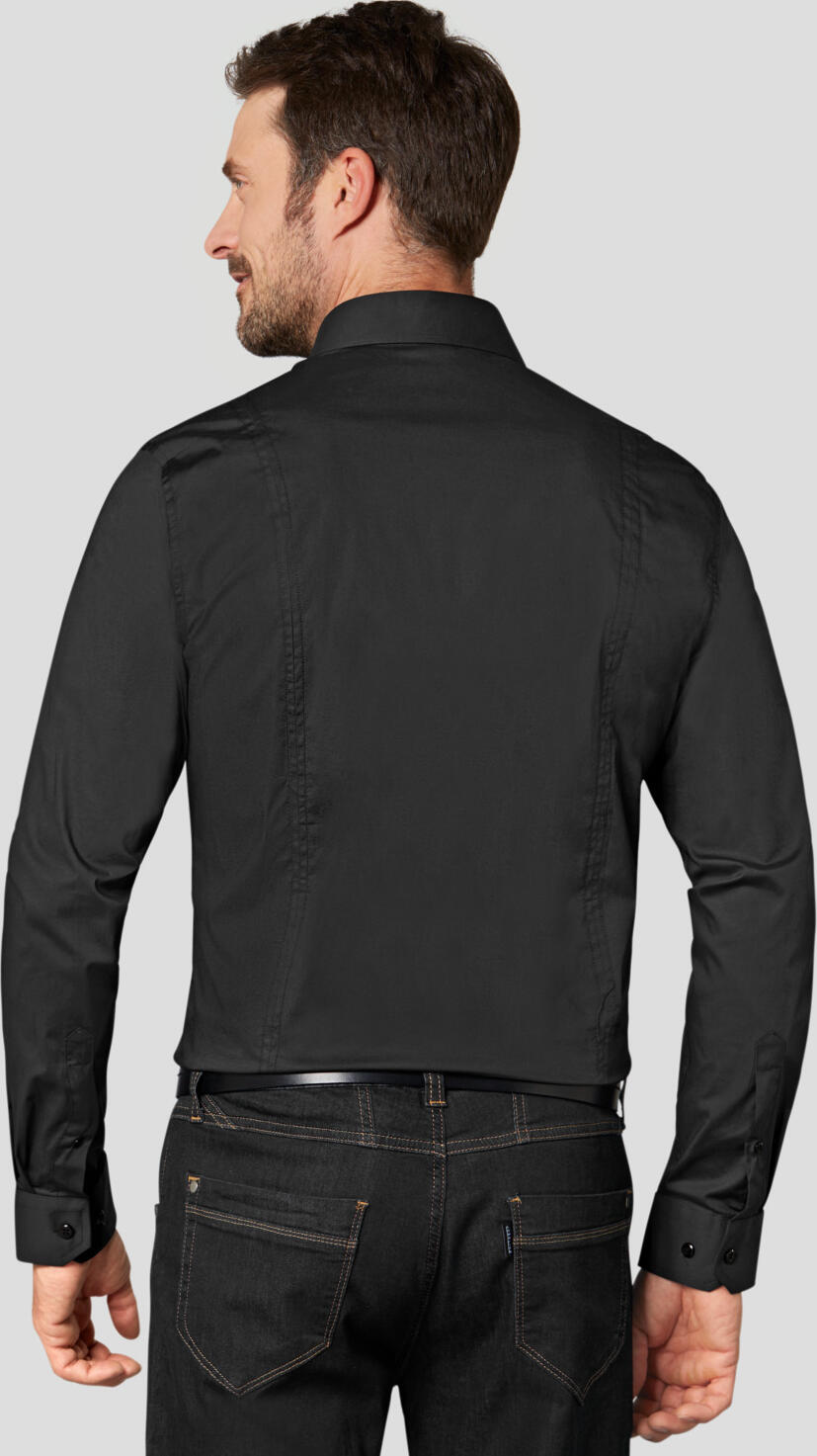 Jobeline Bruce Men's Long Sleeve Shirt, 98% Cotton 2% Elastane, Kent Collar, Classic Cuffs, Extra-Long Back, Slightly Tailored Fit, OEKO-TEX Certified