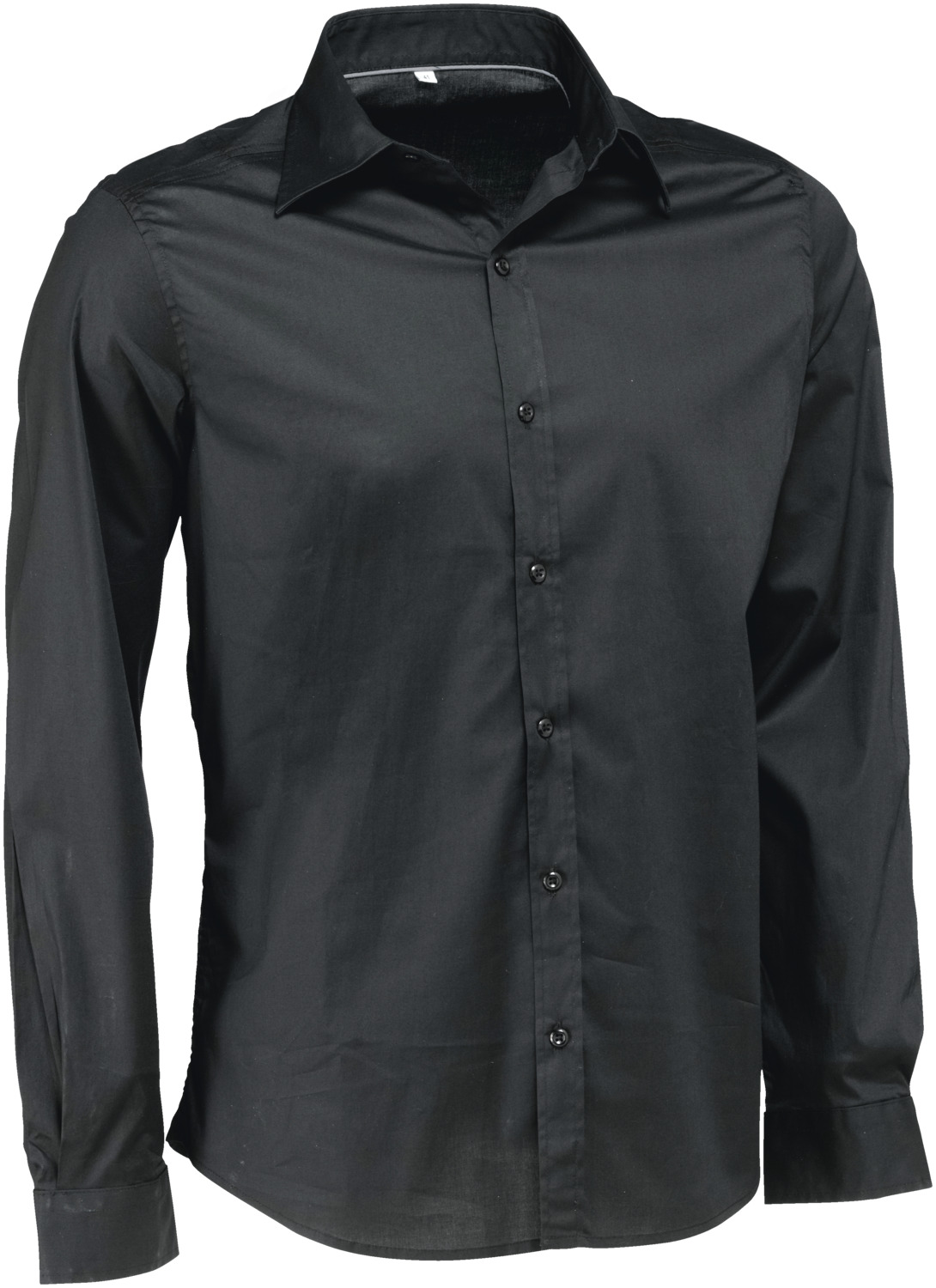 JOBELINE LUSINI Solutions GmbH Men's shirt Bruce long sleeve Herren Hemd Bruce Langarm Men's shirt Bruce long sleeve; Size 45/46; black Herren Hemd Bruce Langarm; Kleidergröße 45/46; schwarz 98 % cotton, 2 % elastane. 40°C wash. Classic men's shirt with sporty double seams at the back, full-length button placket, Kent collar and classic cuffs. With an extra-long back and rounded hem. Also available with short sleeves. Slightly tailored cut. Back length: 80 cm for size 39/40. 98 % Baumwolle, 2 % Elasthan. 40°-Wäsche. Klassisches Herrenhemd mit sportiven Doppelnähten im Rücken, durchgehender Knopfleiste, Kent-Kragen und klassischen Ärmelmanschetten. Mit extra langer Rückenlänge und abgerundetem Saum. Erhältlich auch mit kurzem Ärmel. Leicht tailliert geschnitten. Rückenlänge: 80 cm bei Gr. 39/40