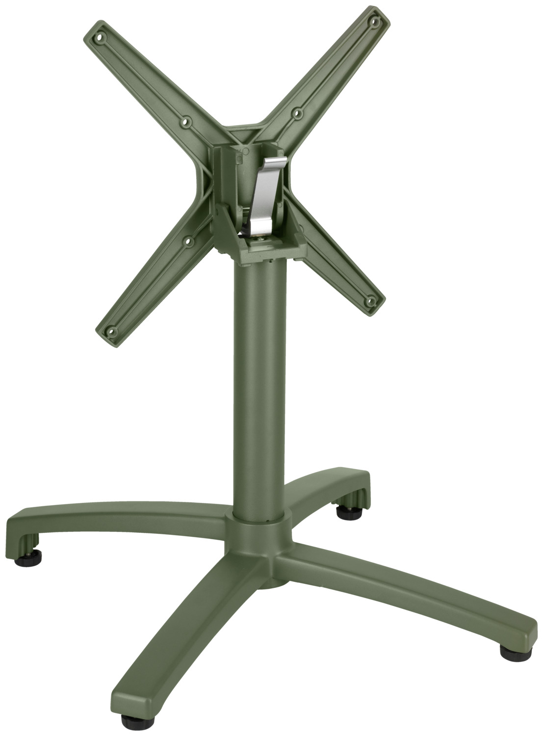 VEGA Taipa Outdoor Lounge Table Frame, Olive, Anodized Aluminium, 66 x 66 x 50 cm, Foldable Cross Top, Adjustable Leveling Feet, Weatherproof, UV-resistant
