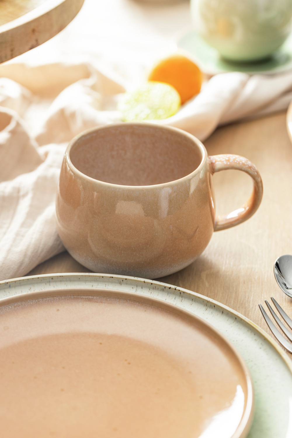 Set de 6 cești de cafea din porțelan VEGA Cascais, 400 ml, Culoare Cais cu Gradient și Pete Irregulate, Sigure la Mașina de Spălat Vase și Cuptor cu Microunde