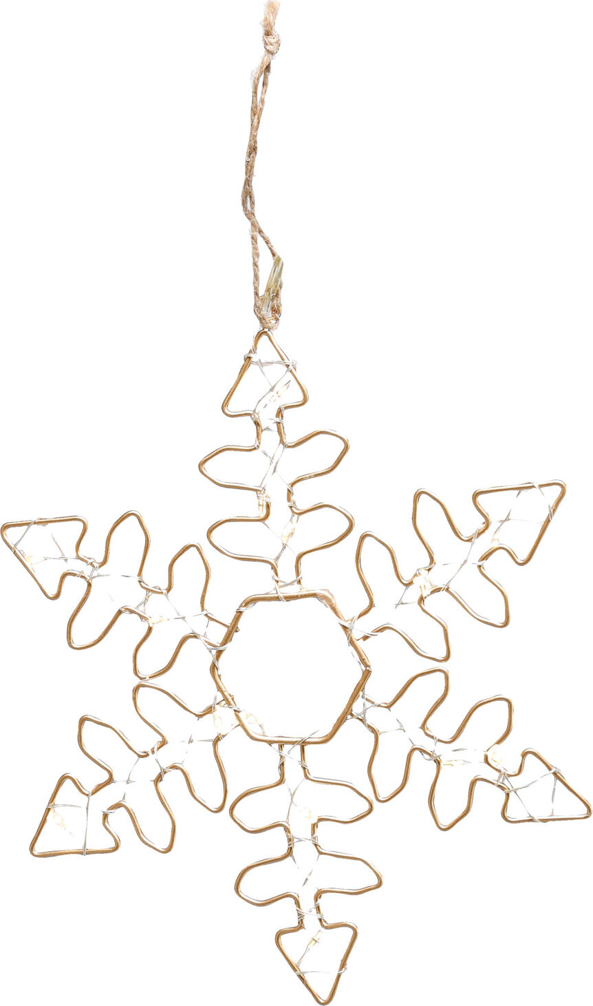unknown LUSINI Solutions GmbH LED snowflake Hakime LED Hänger Schneeflocke Hakime LED snowflake Hakime; 17x20.5 cm (WxH); golden LED Hänger Schneeflocke Hakime; 17x20.5 cm (BxH); gold LED snowflake made of metal with hanger. Battery not included. LED Schneeflocke aus Metall mit Aufhänger. Batterie nicht im Lieferumfang enthalten.