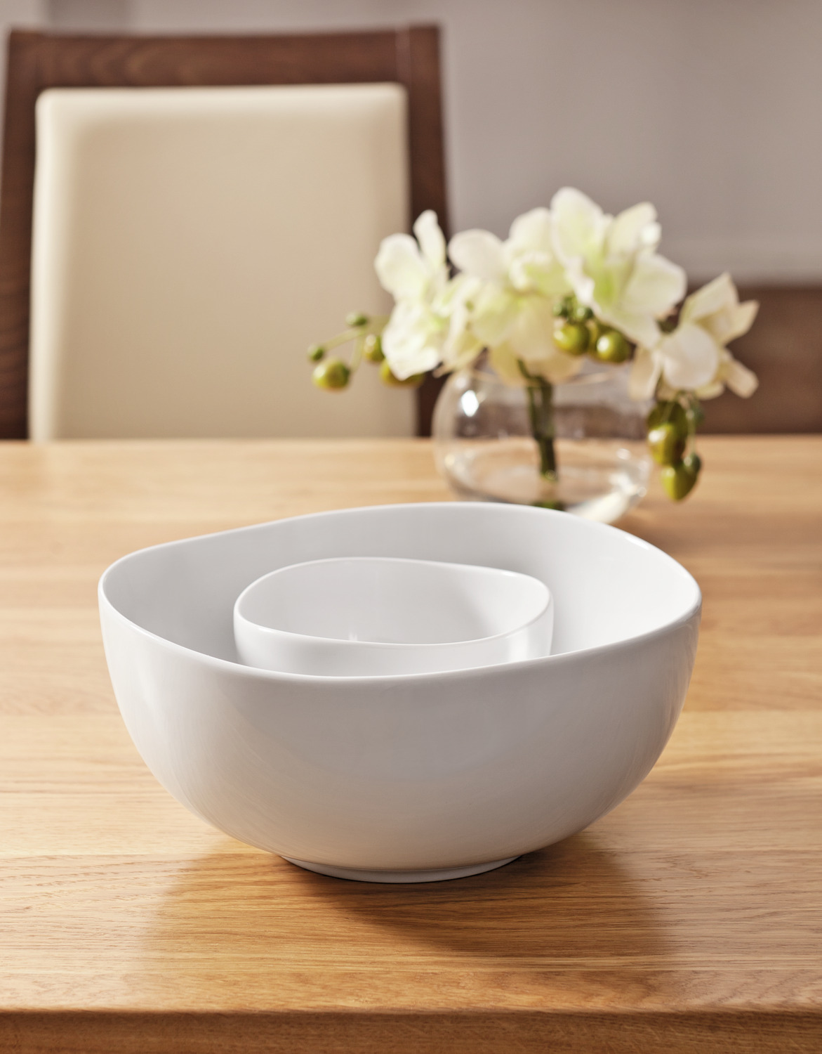 VEGA Ovalize Porcelain Small Bowls, White, 480 ml, 12 cm Diameter, Organic Shape, Dishwasher and Microwave Safe, Set of 6