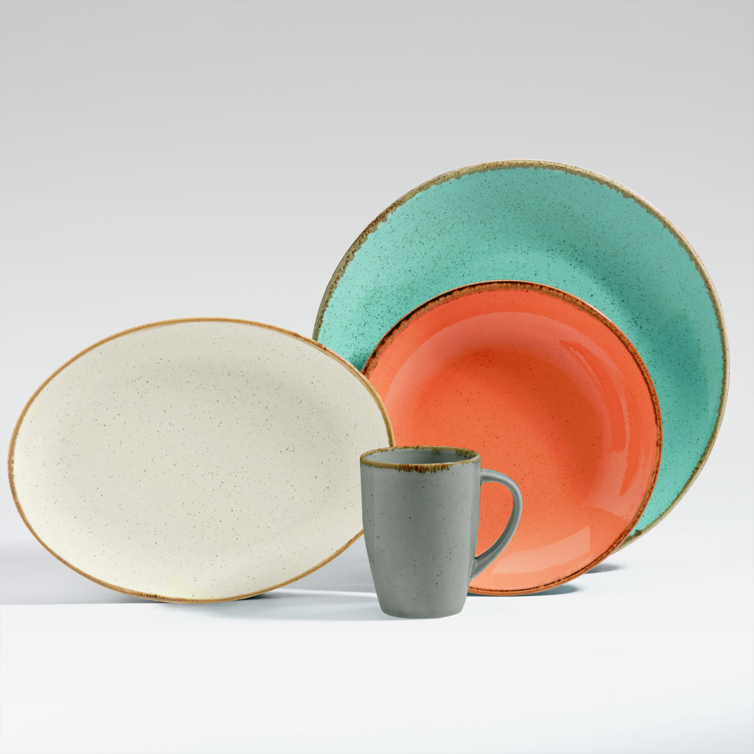 VEGA Sidina Small Oval Bowls, Colored Porcelain Ceramic Look, Turquoise, 75ml, 11x7x2.7 cm, Dishwasher and Microwave Safe, Set of 6