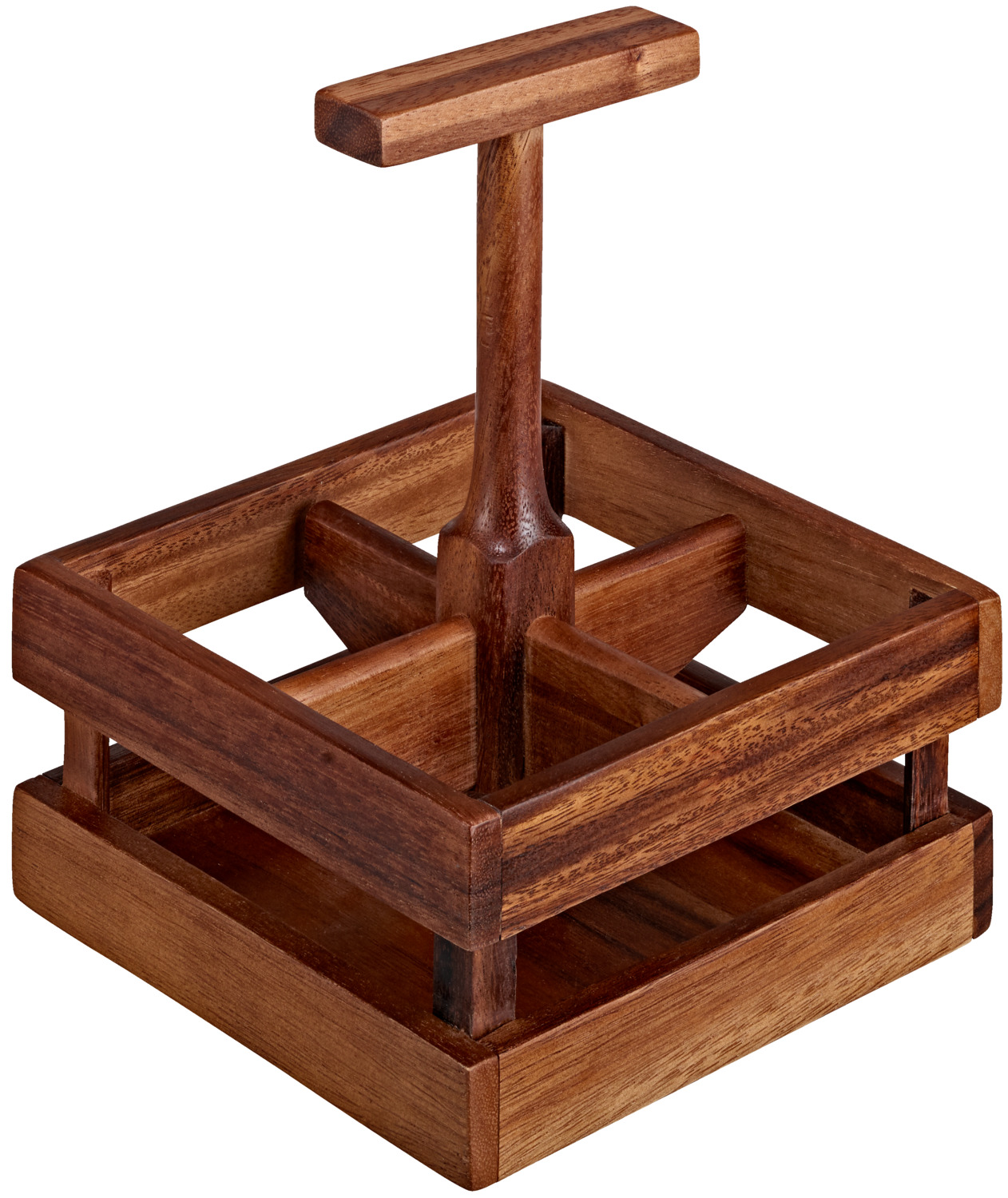 VEGA Madita Spice and Oil Set, 4 Glass Jars with Acacia Brown Acacia Wood Holder, 16.4 x 16.4 x 20.2 cm, Storage for Spices and Vinegars