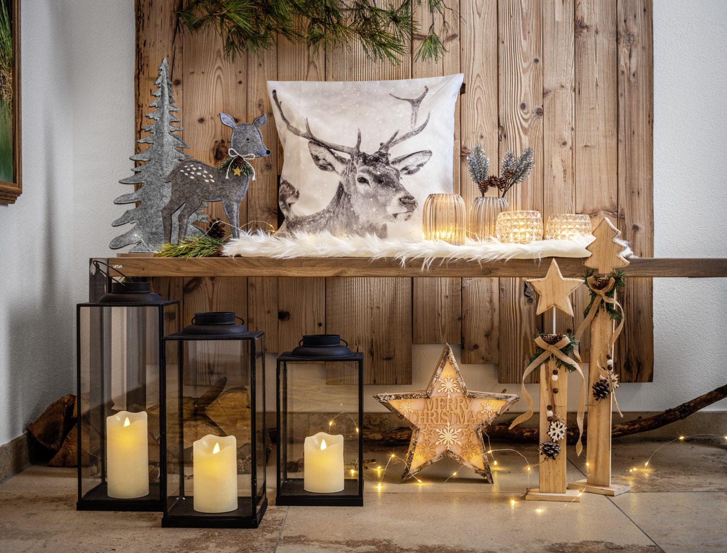 Set de 3 piese Lumanari LED din ceara naturala Vega Gardi, Albe Crem, Forma Pillar cu Fitil Intermitent si Timer, Diametru 7.6cm, Inaltimi 10cm 12cm 15cm
