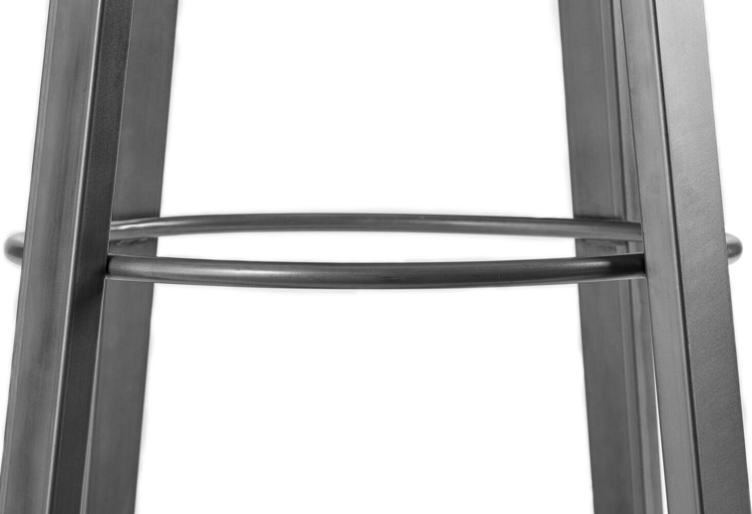 VEGA Metalio Bar Stool, Wood Seat, Powder-Coated Steel Frame, Vintage Grey, 38x38x81 cm, Fire Retardant, Assembled