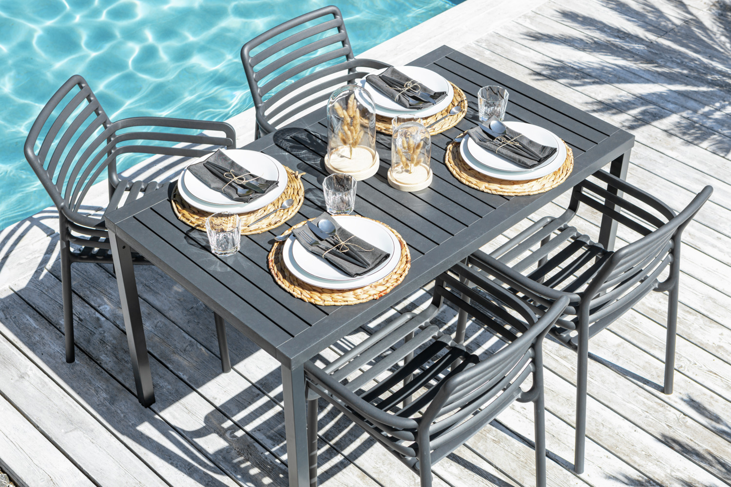 Nardi Cube Rectangular Table, 140x80x75.5 cm, DurelTop Polypropylene and Coated Aluminum Frame, UV Resistant Weatherproof Matt Finish, Anthracite