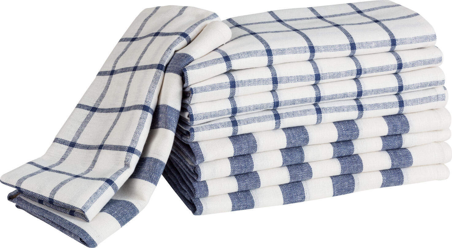 PULSIVA LUSINI Solutions GmbH Tea towels Oland Geschirrtücher Oland Tea towels Oland; 50x70 cm (WxL); blue/white; rectangular; 10 piece / pack Geschirrtücher Oland; 50x70 cm (BxL); blau/weiß; rechteckig; 10 Stück / Pack 100 % cotton, 160 g/m², 60  °C wash. Tea towel with check and stripe design. Versatile. Supplied in a pack of 5 plaid and 5 striped tea towels each. 100 % Baumwolle. Gewicht ca. 130 g/m². Geschirrtuch mit Karo- und Streifendesign. Lieferung im Pack mit jeweils fünf karierten und fünf gestreiften Geschirrtüchern. Vielseitig einsetzbar.