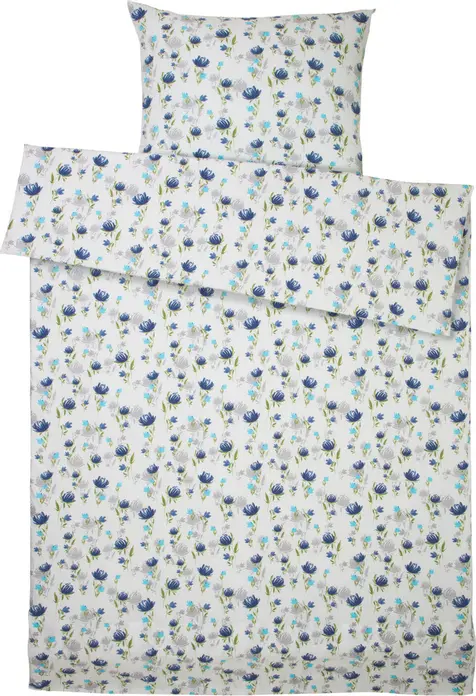 Husa Perna Erwin M. Catania, 100% Bumbac Seersucker, 70 x 90 cm, Culoare: Imprint Floral Albastru, Rezistenta la Fierbere 95°C, OEKO-TEX Standard 100