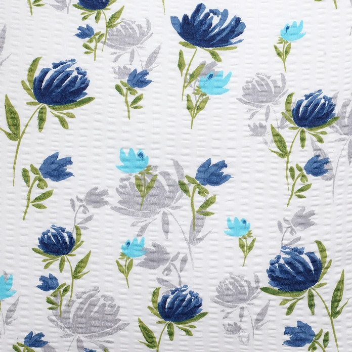 Husa Perna Erwin M. Catania, 100% Bumbac Seersucker, 70 x 90 cm, Culoare: Imprint Floral Albastru, Rezistenta la Fierbere 95°C, OEKO-TEX Standard 100