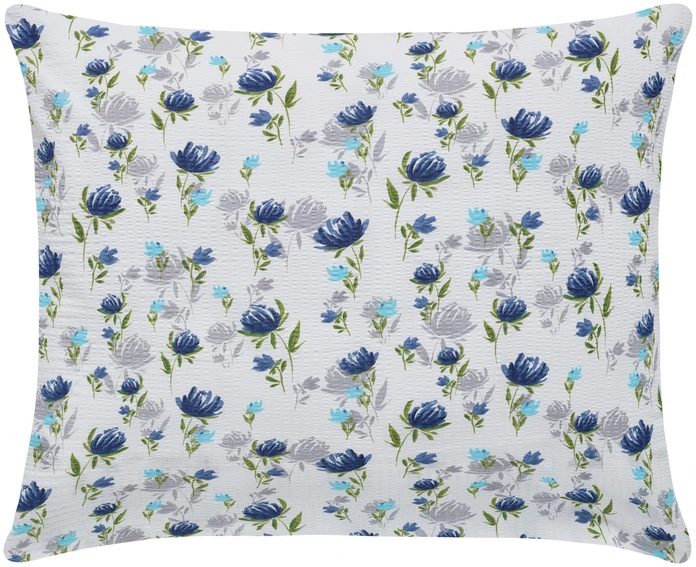 Husa Perna Erwin M. Catania, 100% Bumbac Seersucker, 70 x 90 cm, Culoare: Imprint Floral Albastru, Rezistenta la Fierbere 95°C, OEKO-TEX Standard 100