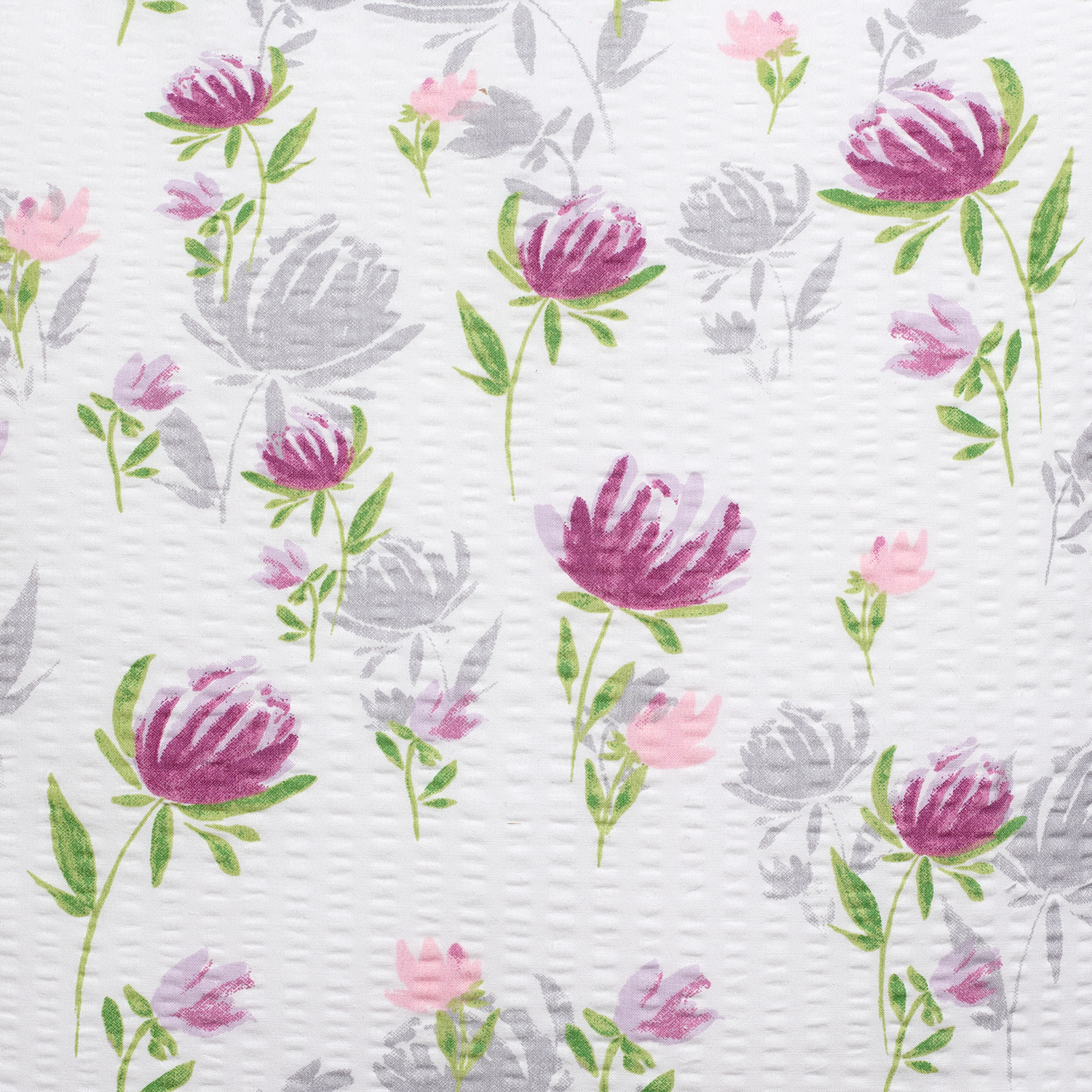Fața de pernă ERWIN M. Catania, 100% Bumbac Seersucker, Imprimare Florală, Prună, 65 x 100 cm, OEKO-TEX Standard 100, Lavabilă la 95°C