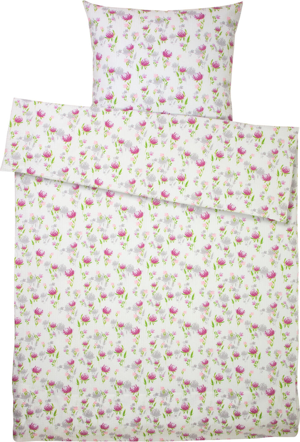 Fața de pernă ERWIN M. Catania, 100% Bumbac Seersucker, Imprimare Florală, Prună, 65 x 100 cm, OEKO-TEX Standard 100, Lavabilă la 95°C