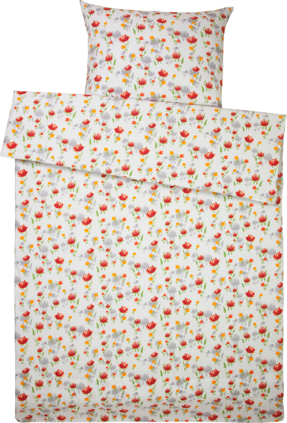 Erwin M. Catania Pillow Cover, 100% Cotton Seersucker, 70 x 90 cm, Red Floral Print, Boil-proof 95°C, OEKO-TEX Standard 100