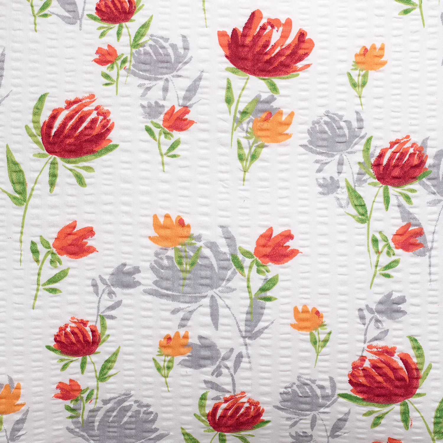 Erwin M. Catania Pillow Cover, 100% Cotton Seersucker, 70 x 90 cm, Red Floral Print, Boil-proof 95°C, OEKO-TEX Standard 100