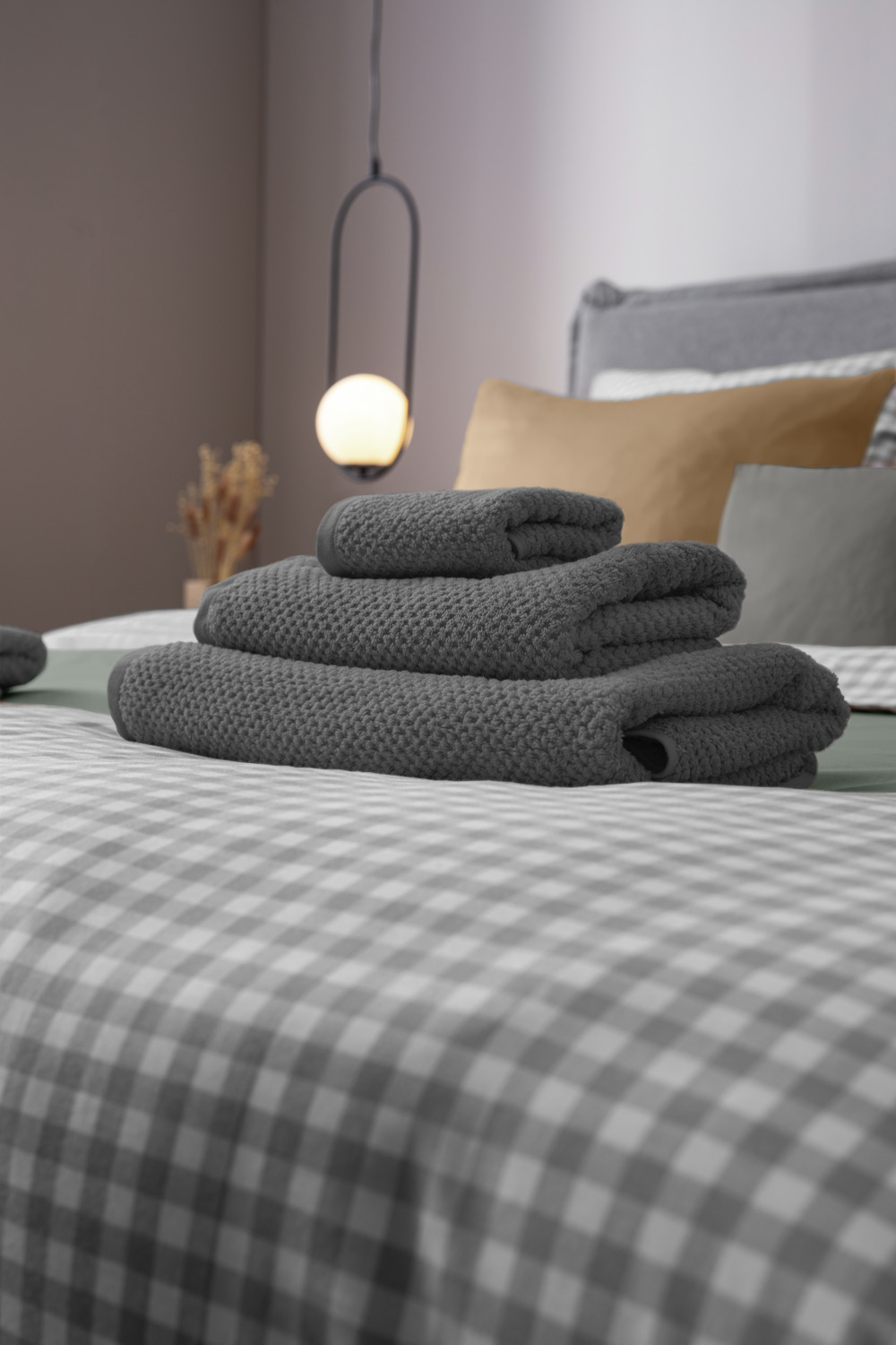 ERWIN M. LUSINI Tavira Hand Towel, 100% Cotton Waffle Texture, Super-Absorbent Fast-Drying Terry, 50 x 100 cm, Anthracite, OEKO-TEX Standard 100