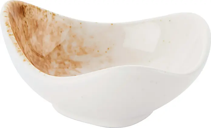 VEGA Purior Small Porcelain Bowls, Irregular Organic Shape, 40ml, White/Brown, Hand-painted, Microwave and Dishwasher Safe, Set of 12 Pieces