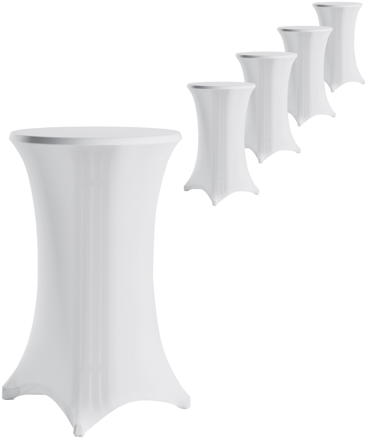 ERWIN M. LUSINI Melior Bar Table Cover Set of 5, White, 75x110 cm, Polyester Spandex Stretch Fabric, OEKO-TEX Standard 100