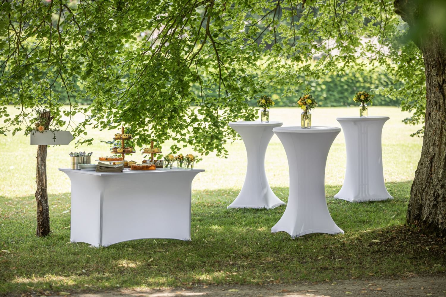 ERWIN M. LUSINI Melior Bar Table Cover Set of 5, White, 75x110 cm, Polyester Spandex Stretch Fabric, OEKO-TEX Standard 100
