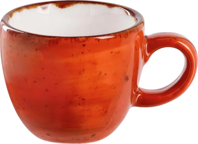 VEGA Nebro Coffee Cup, Premium Heavy Porcelain, Rustic Minimalist Design, Red Coloured Glaze with Unique Speckles, 100 ml, Dishwasher and Microwave Safe