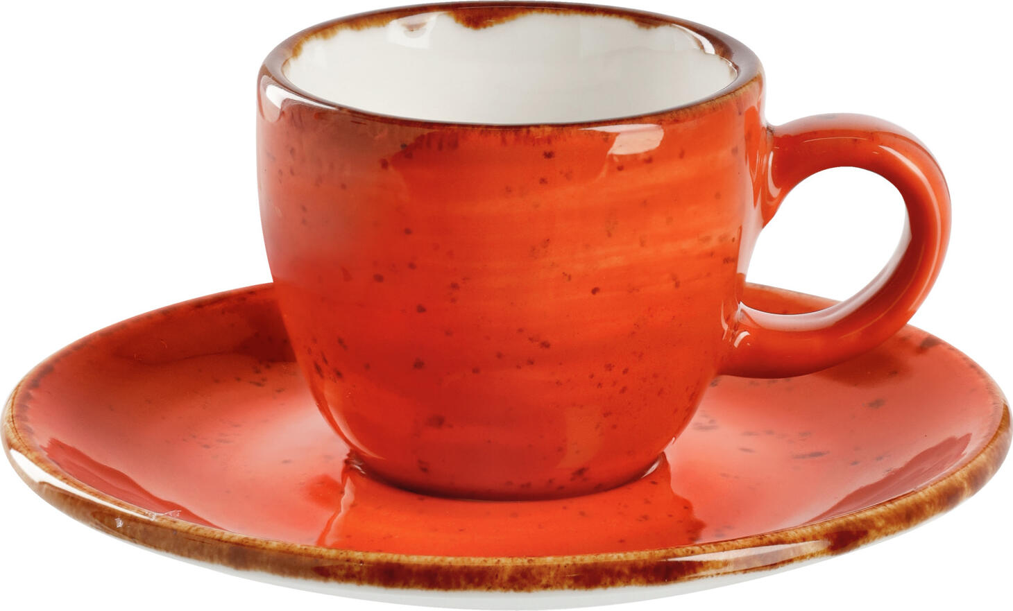 VEGA Nebro Coffee Cup, Premium Heavy Porcelain, Rustic Minimalist Design, Red Coloured Glaze with Unique Speckles, 100 ml, Dishwasher and Microwave Safe