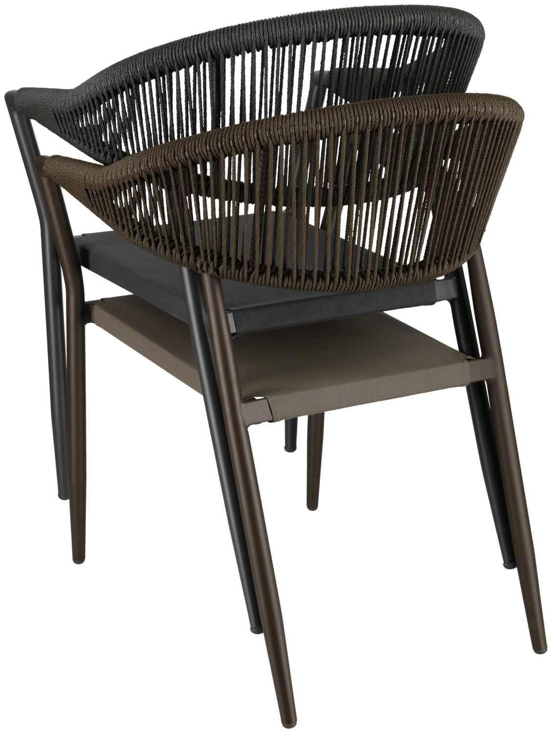 Pulsiva Calero Outdoor Chair Set of 2, Powder-Coated Steel Frame, Textilene Seat and Plastic Mesh Backrest, UV Resistant, Anthracite/Black