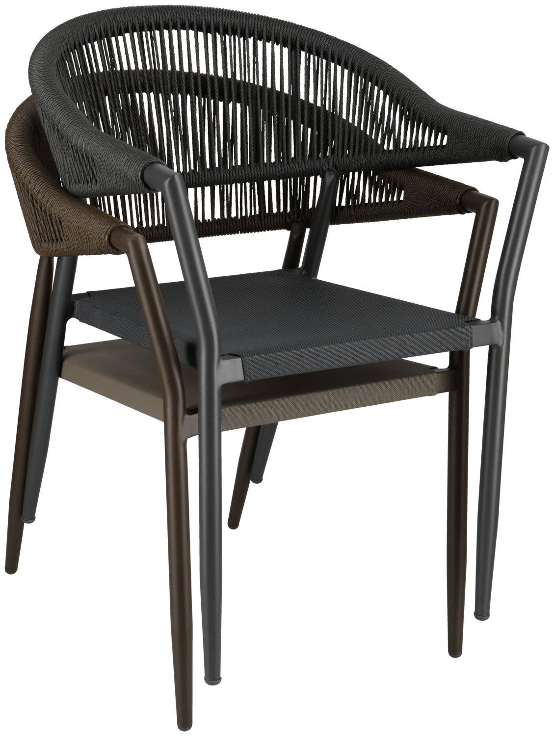 Pulsiva Calero Outdoor Chair Set of 2, Powder-Coated Steel Frame, Textilene Seat and Plastic Mesh Backrest, UV Resistant, Anthracite/Black