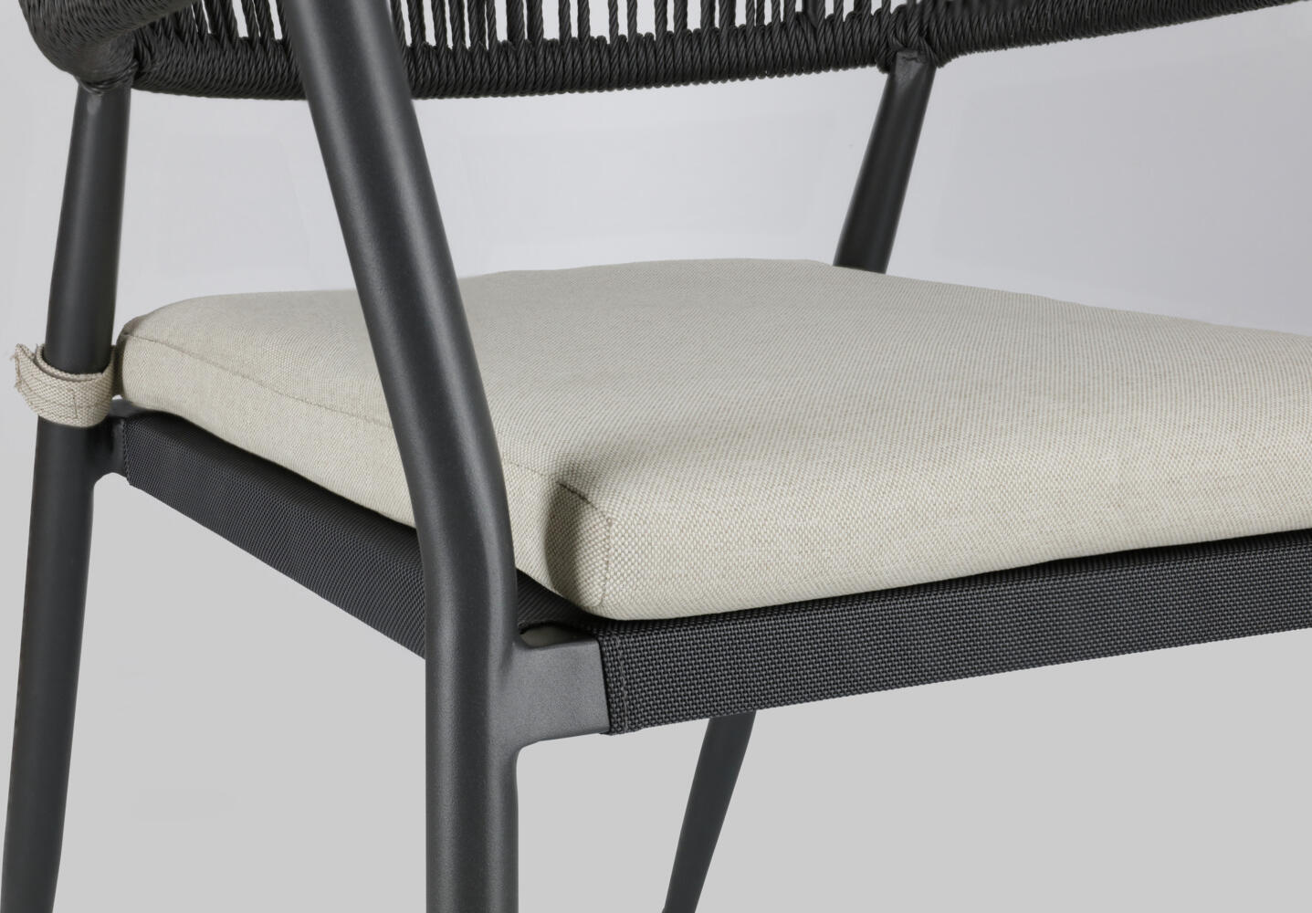 Pulsiva Calero Outdoor Chair Set of 2, Powder-Coated Steel Frame, Textilene Seat and Plastic Mesh Backrest, UV Resistant, Anthracite/Black