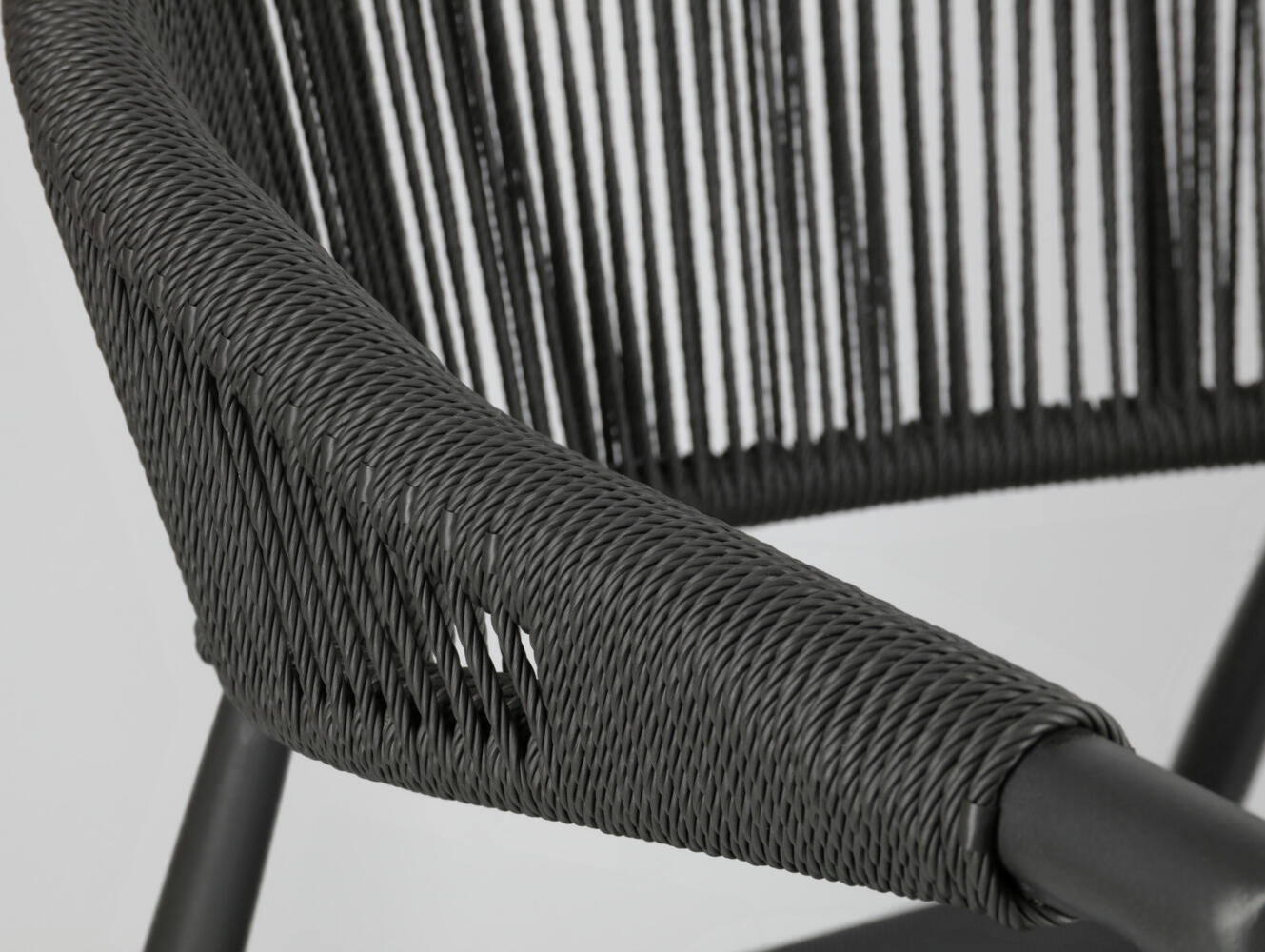Pulsiva Calero Outdoor Chair Set of 2, Powder-Coated Steel Frame, Textilene Seat and Plastic Mesh Backrest, UV Resistant, Anthracite/Black