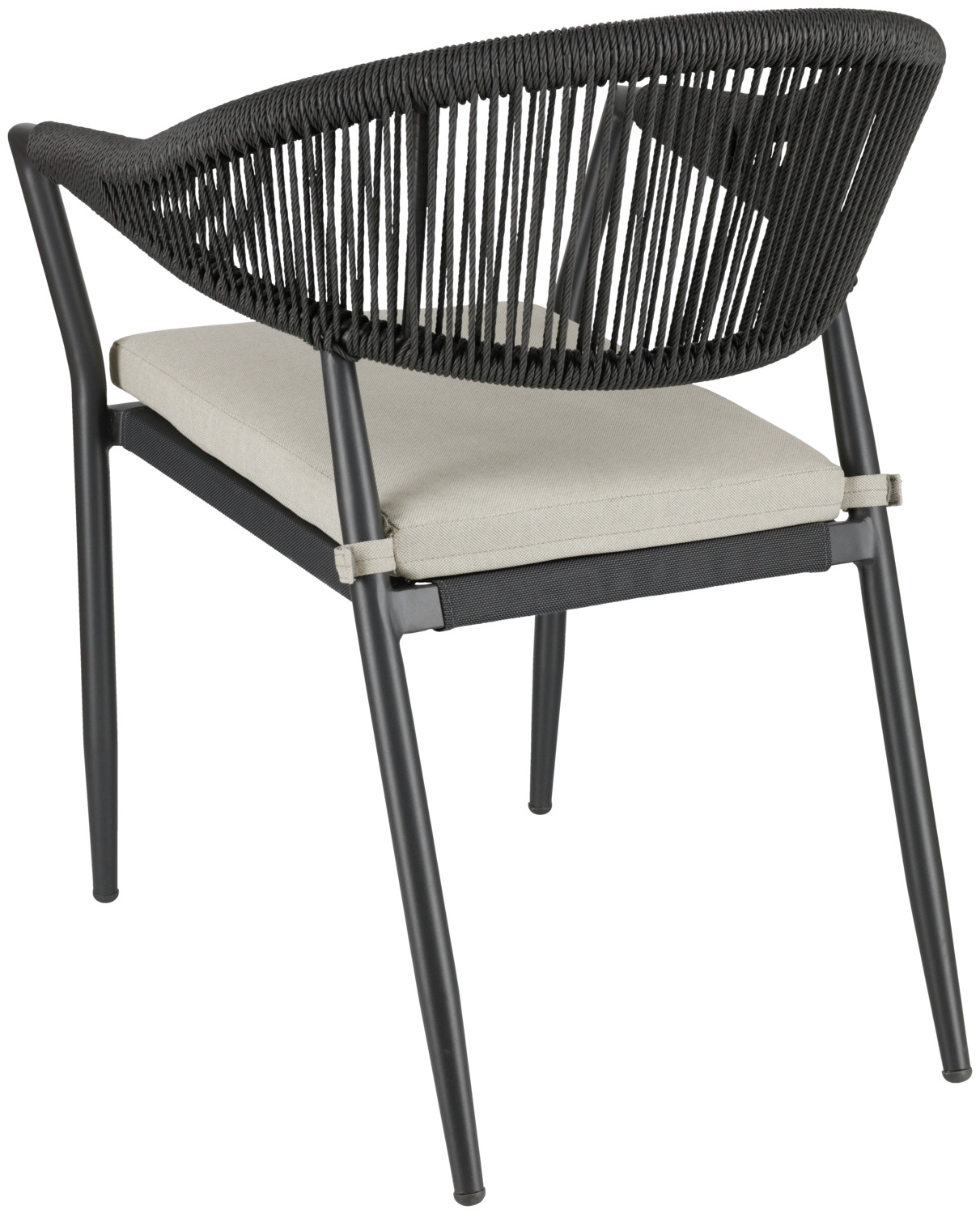 Pulsiva Calero Outdoor Chair Set of 2, Powder-Coated Steel Frame, Textilene Seat and Plastic Mesh Backrest, UV Resistant, Anthracite/Black