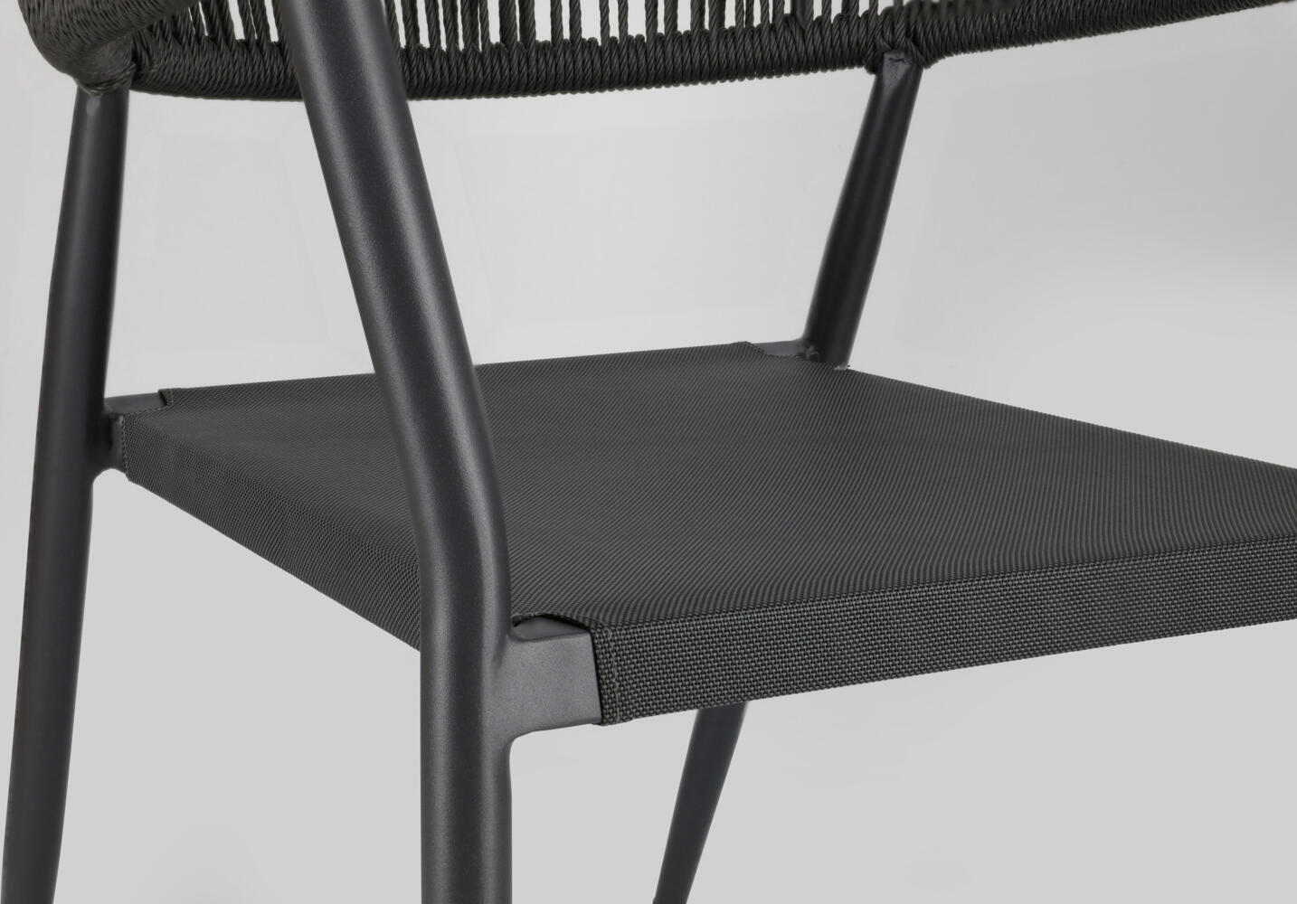 Pulsiva Calero Outdoor Chair Set of 2, Powder-Coated Steel Frame, Textilene Seat and Plastic Mesh Backrest, UV Resistant, Anthracite/Black