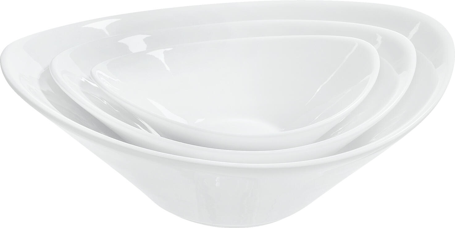 VEGA Amsterdam Porcelain Bowls, White Oval Dishwasher and Microwave Safe Serving Set, 2 pieces, 1800 ml, 11.2 cm