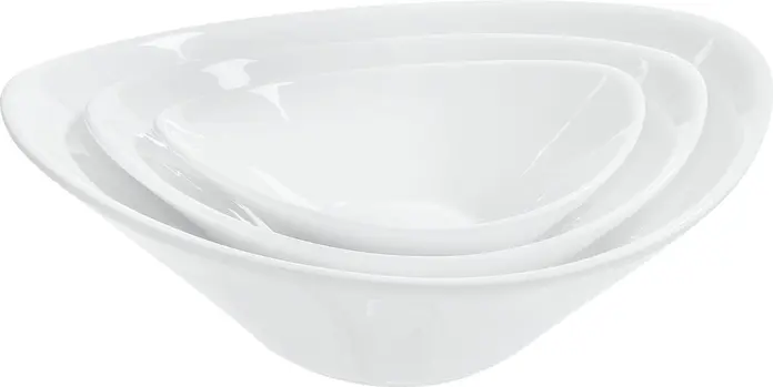 VEGA Amsterdam Porcelain Bowls, White Oval Dishwasher and Microwave Safe Serving Set, 2 pieces, 1800 ml, 11.2 cm
