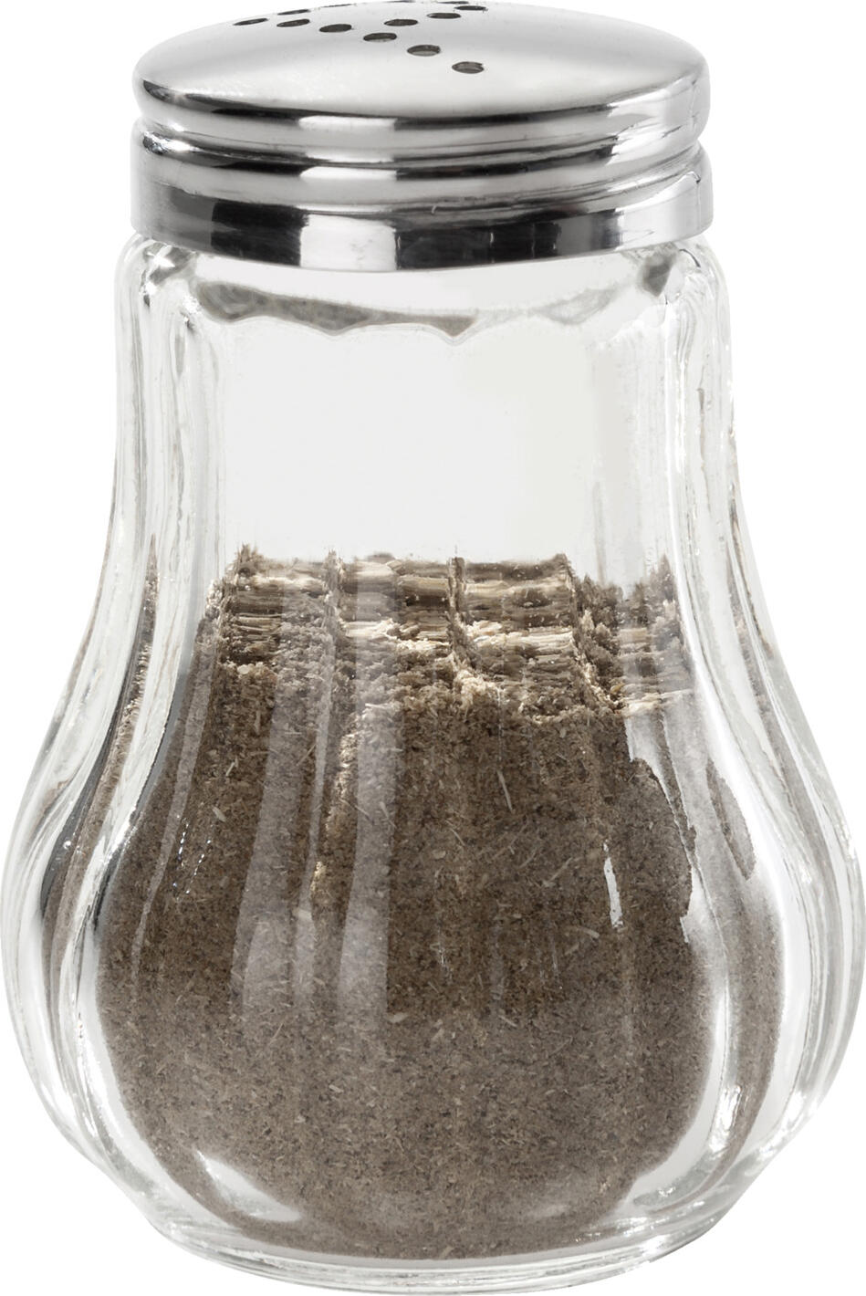 Pulsiva Cordes Salt and Pepper Shaker Set, Fluted Pressed Glass Body, Chrome Stainless Steel 18/0 Caps, 50ml, Silver/Transparent, Set of 4