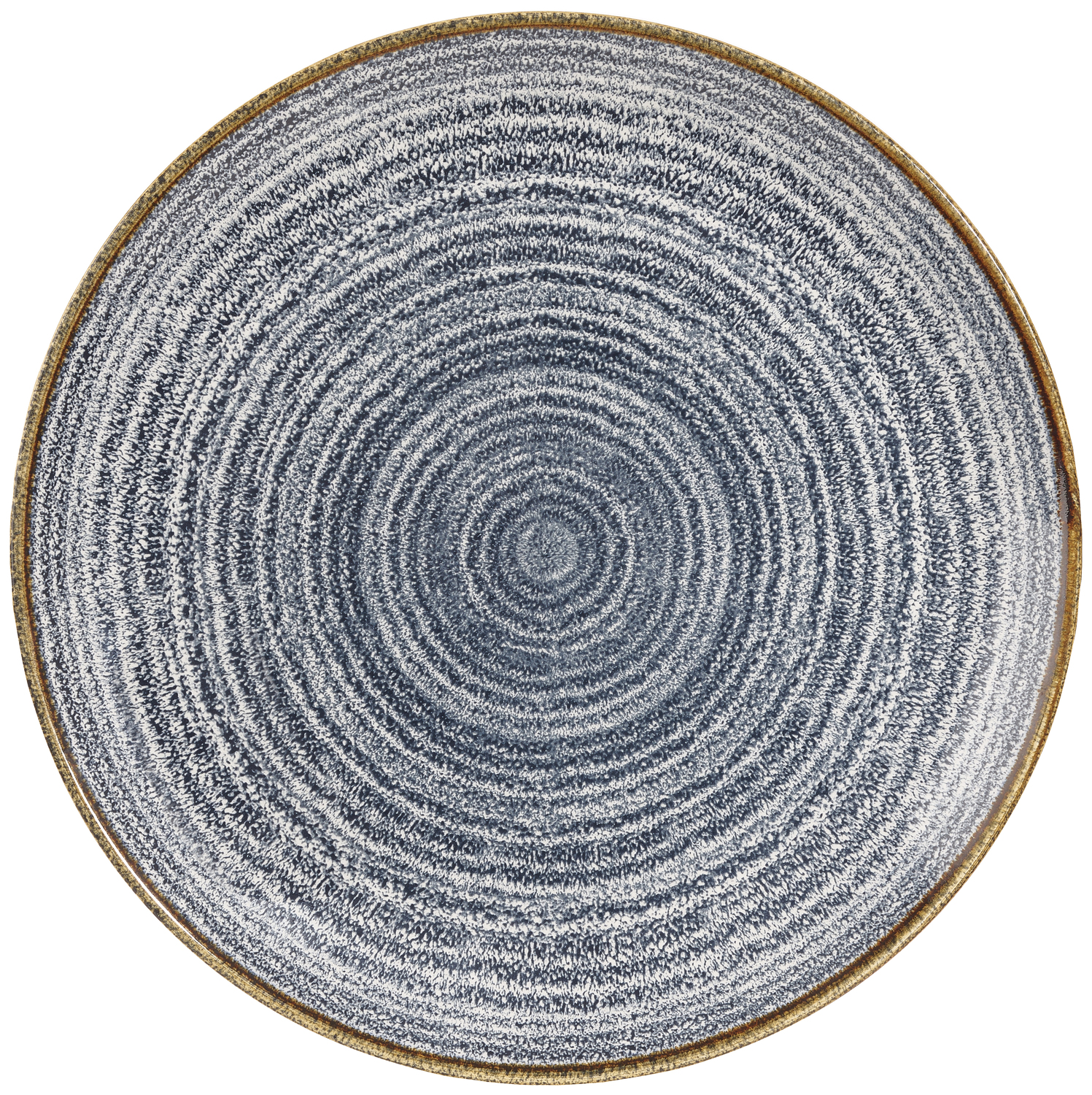 Churchill Studio Prints Underglaze Concentric Ring Professional Porcelain Flat Plates in Slate Blue for Gastronomy, V&A Museum Inspired Design, 28.8 cm