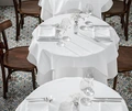 ERWIN M. LUSINI Vivienne Square Tablecloth, 80x80 cm, White, 50% Cotton 50% Polyester Satin Weave, OEKO-TEX Standard 100, Easy-Care and Hard-Wearing