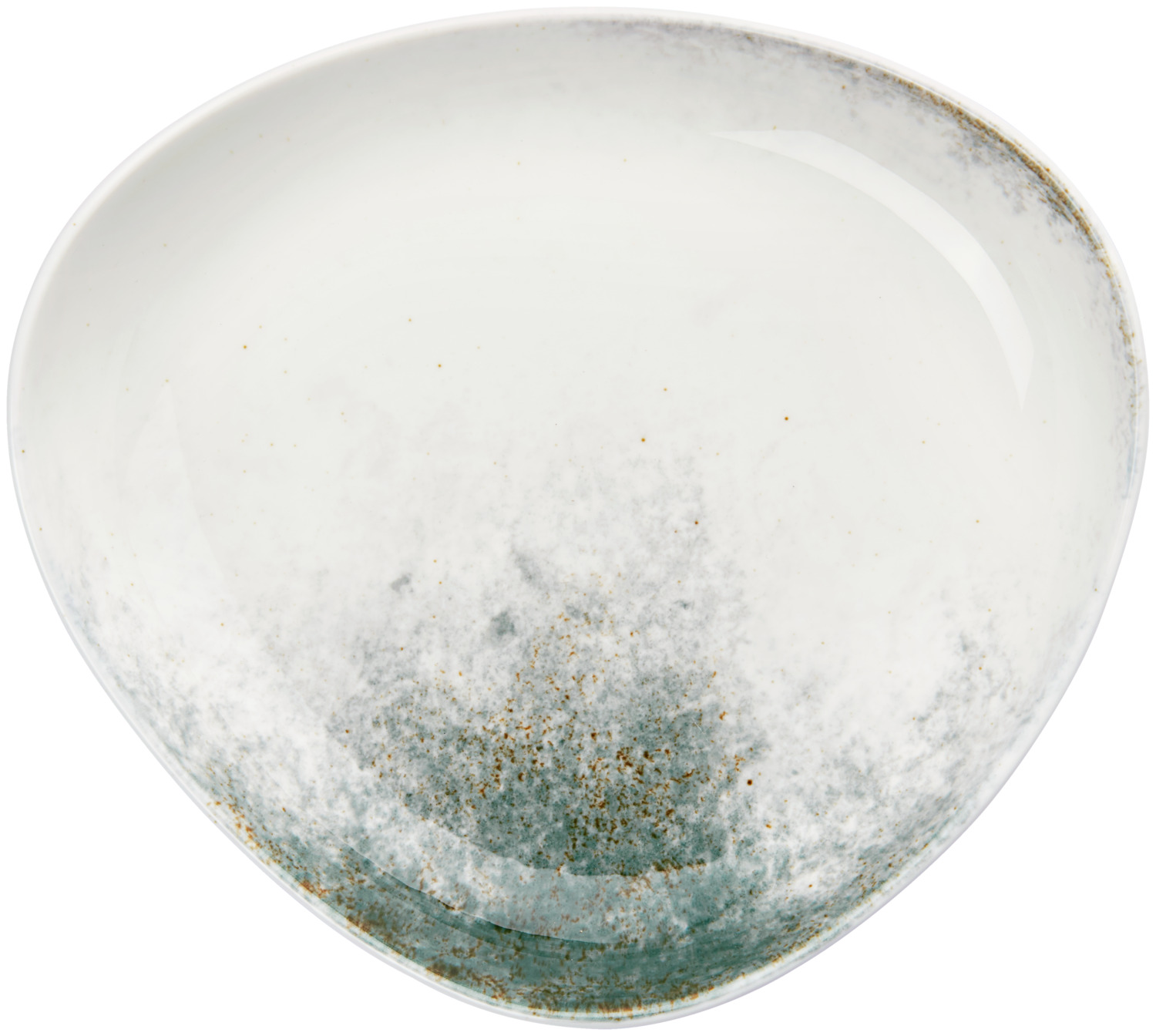 VEGA Purior Deep Plate Set of 2, Organic Oval Porcelain, 800ml, 24.5x22x6cm, White/Teal, Hand-painted, Dishwasher and Microwave Safe