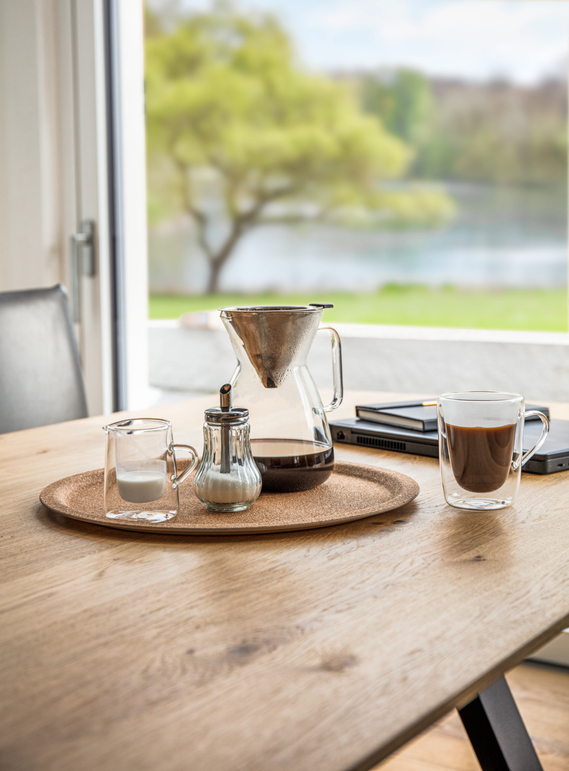 Set de 2 pahare de cafea VEGA Dila din sticla borosilicata cu perete dublu, 310ml, izolatie vacuum termorezistenta, transparente, safe pentru masina de spalat vase si cuptor cu microunde