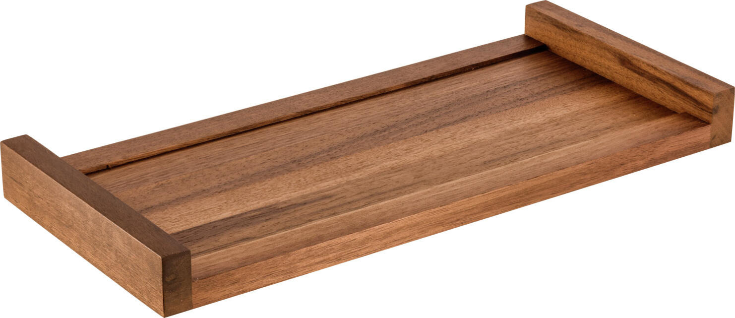 VEGA Sesia Serving Board, High-Quality Walnut Wood Food Board with Raised Ends, Rectangular, 37.3 x 15 x 3 cm, Brown, Laser Engravable