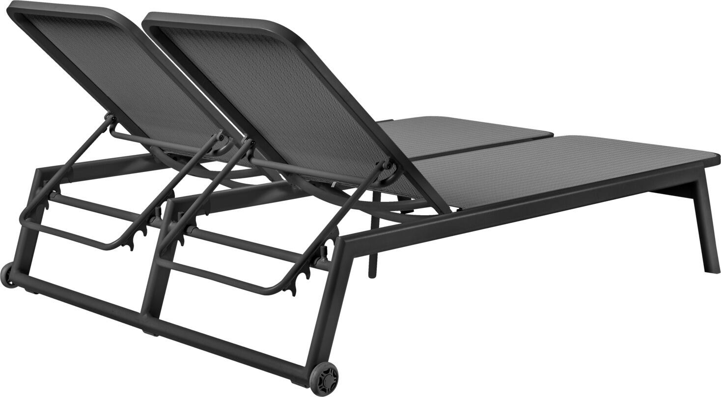 LUSINI Solaro Sun Lounger, Anthracite, Adjustable Backrest, Stackable Lightweight Frame with Quick-Drying Textile, 192x129x35 cm, for Garden, Pool and Wellness