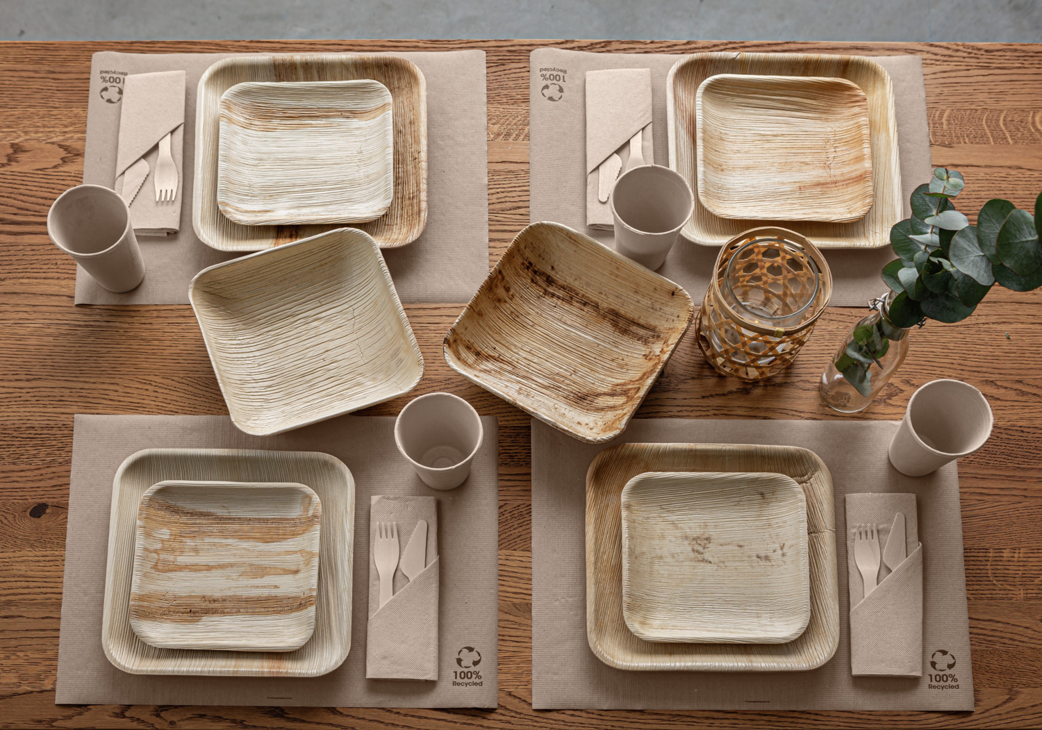 Serviete Garcia De Pou Feel Green din materiale reciclate, Bej Natural, 40x40 cm, 2 straturi, Pliere 1/4, Biodegradabile si Compostabile, Set de 1200 piese