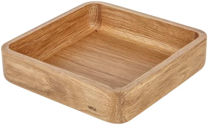 VEGA Fenra Bowl, Oak Wood and Melamine Buffet Presentation Bowl, 25 x 25 x 6.15 cm, Brown, Stackable and Food-Safe