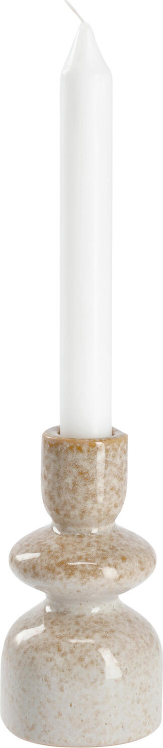 Suport pentru lumânări tip conic Vega Attila, Porțelan Bej Maro cu Efect Petriciat, Diametru 6.6 cm x Înălțime 12.3 cm