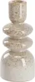 Vega Attila Taper Candle Holder, Speckled Beige-Brown Porcelain, Tiered Rounded Design, 6.6 cm Diameter x 14.3 cm Height