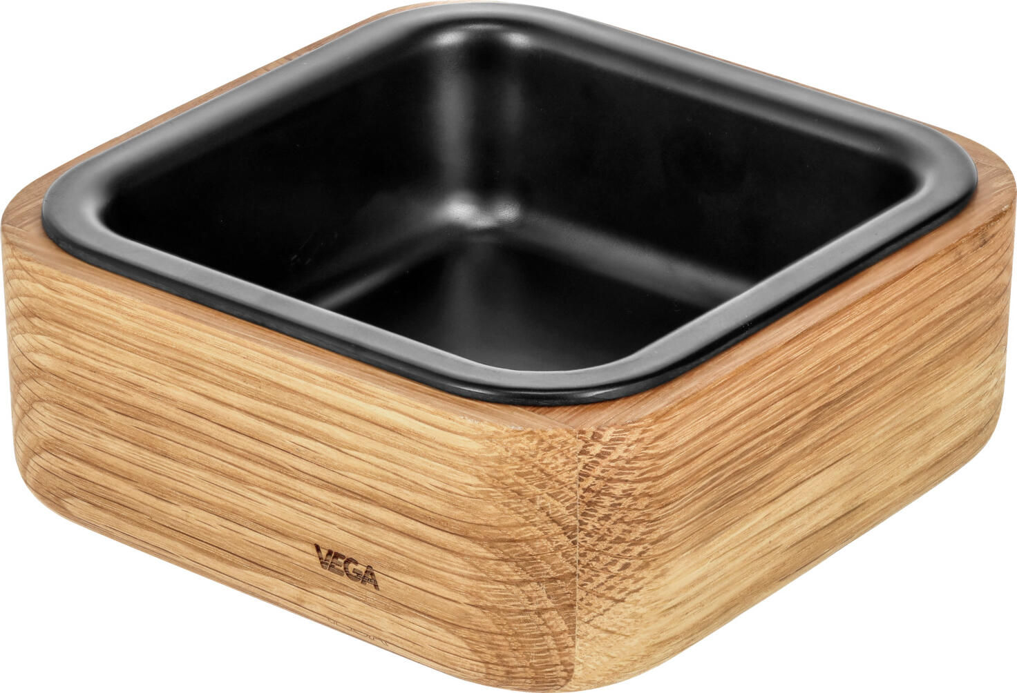 VEGA Fenra Bowl, Oak Wood and Melamine, 15 x 15 x 6.15 cm, Brown, Stackable Buffet Presentation Bowl