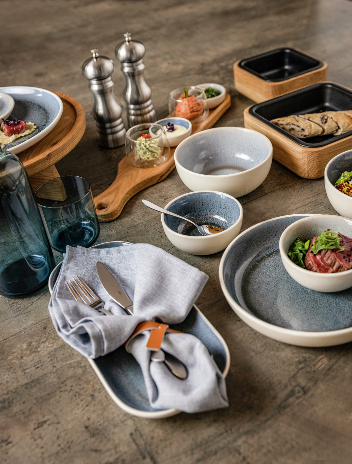 VEGA Fenra Bowl, Oak Wood and Melamine, 15 x 15 x 6.15 cm, Brown, Stackable Buffet Presentation Bowl